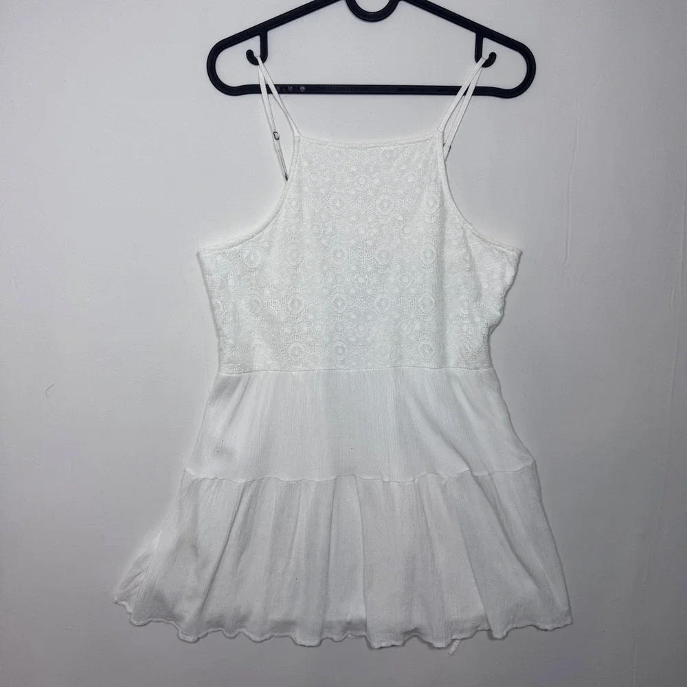 Abercrombie & Fitch White Lace‎ Mini Dress Women's M Coquette Boho Cottagecore - Picture 2 of 11